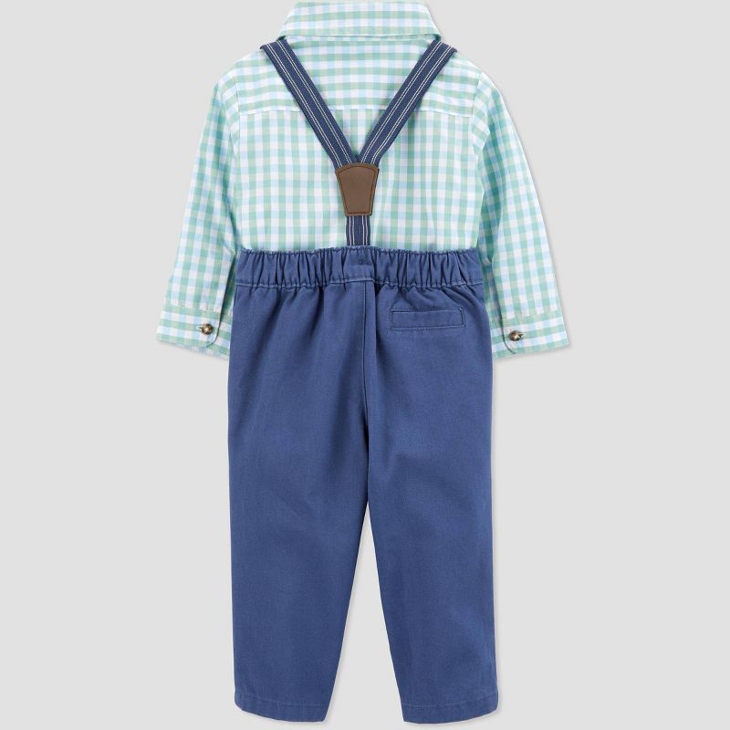 Carter's Just One You® Baby Boys' Gingham Suspender Top & Pants Set with Bow Tie - Green, 3 of 8