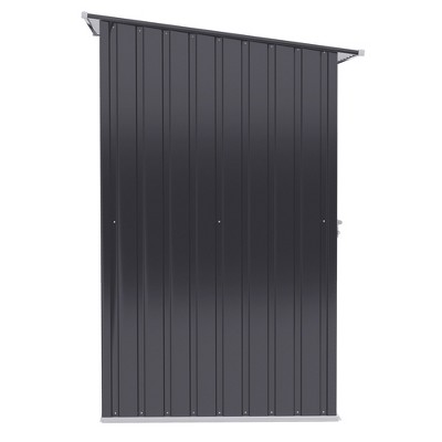 Dark Gray Metal Outdoor Storage Shed with Lockable Door