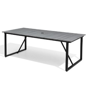 Crestlive Products Outdoor Dining Table 82.7 inch Patio Dining Table with Wooden-Like Top and Aluminum Frame, Rectangular Table with Umbrella Hole - 1 of 4