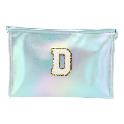 Unique Bargains Women's Letter D Makeup Bag Blue 1 Pc