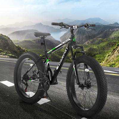 Aukfa 26-Inch Fat Tire Mountain Bike for Adults & Teens, 21-Speed, Dual Disc Brakes, Front Suspension, Steel Frame