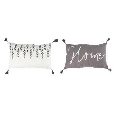 Transpac Fabric Embroidered Home Pillow Set of 2 Everyday Home Decorations
