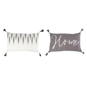 Transpac Fabric Embroidered Home Pillow Set of 2 Everyday Home Decorations - 1 of 1
