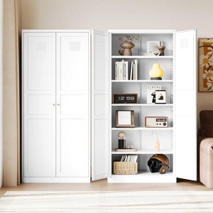 SweDrea 71" H White Storage Cabinet with Adjustable Shelves-Metal Home Kitchen Pantry Cabinets - 1 of 1