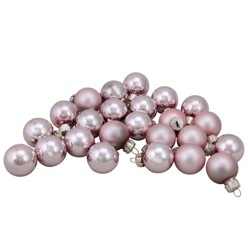 Northlight 24ct Baby Pink 2 Finish Glass Christmas Ball Ornaments