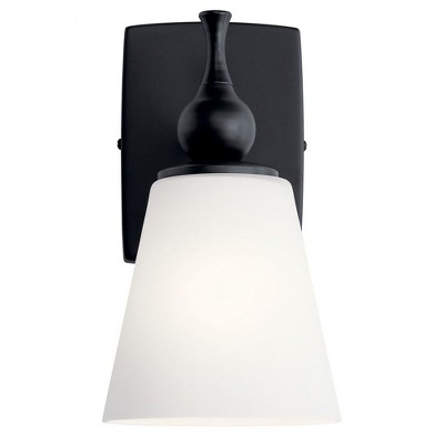 Black Bronze Cylinder Sconce with Satin Etched Glass