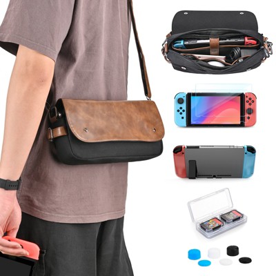 DOMETOUR Switch Case for Switch 2017, 14-in-1 Portable Kit: Travel Case, Screen Protector, Cover, Game Card Case & Strap included.