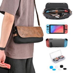DOMETOUR Switch Case for Switch 2017, 14-in-1 Portable Kit: Travel Case, Screen Protector, Cover, Game Card Case & Strap included. - 1 of 4