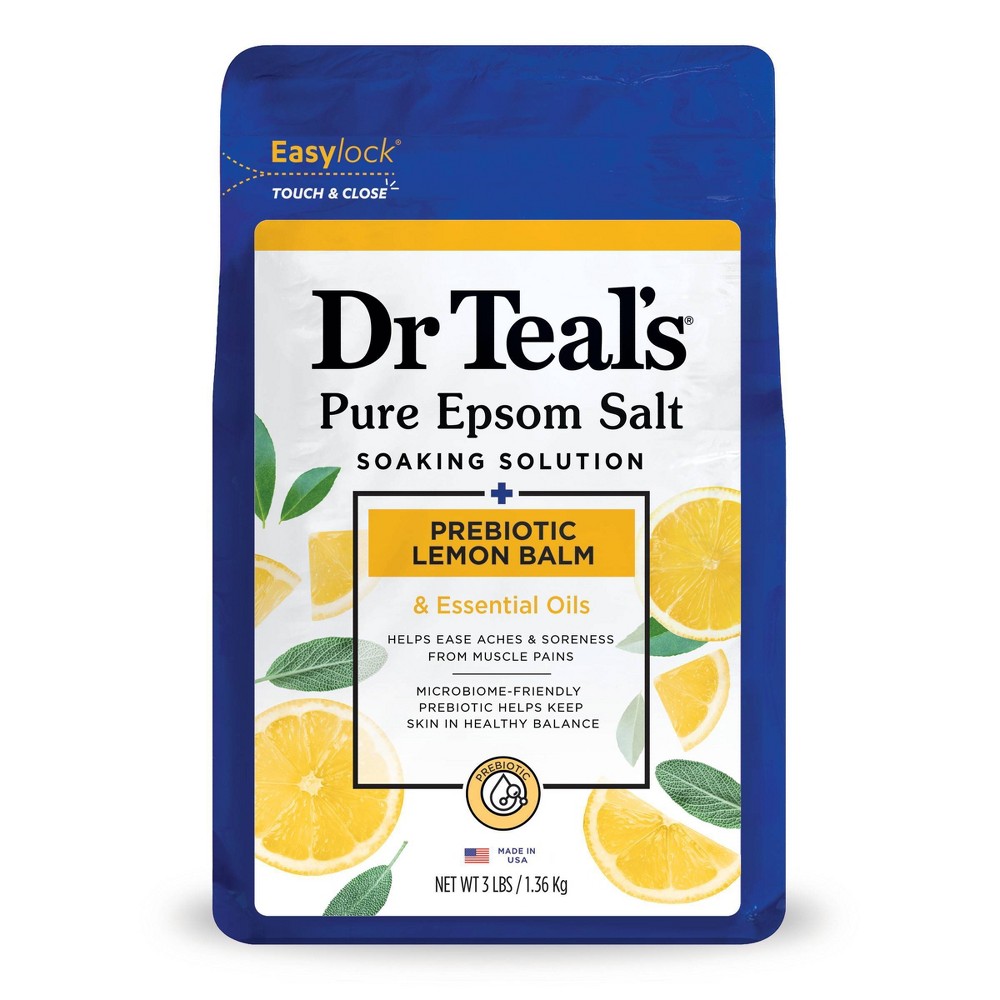 Dr Teal's Prebiotic Lemon Balm & Essential Oils Pure Epsom Salt Soaking Solution - 3lbs -  91477687