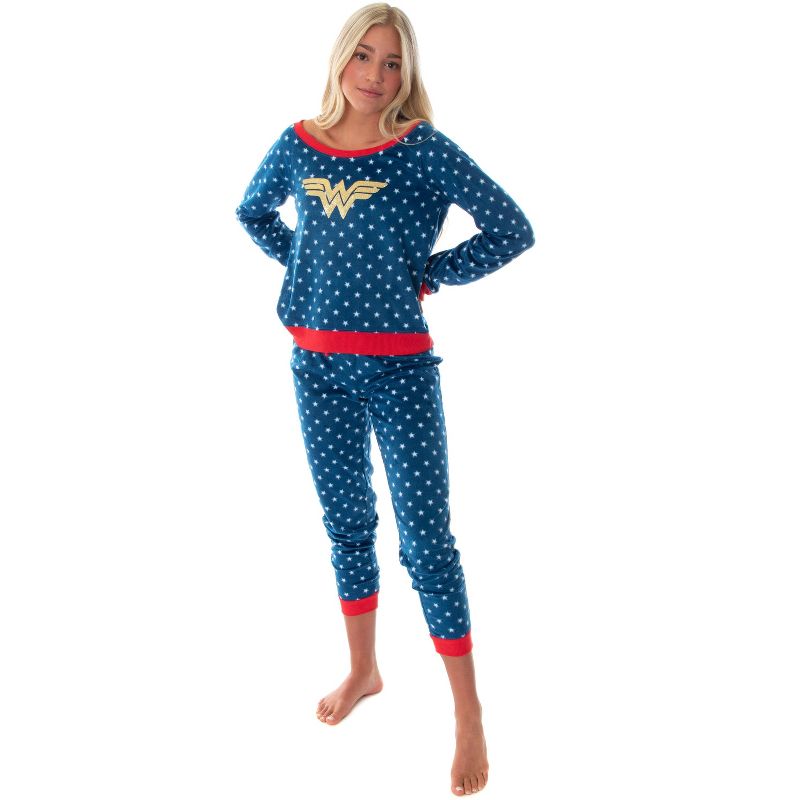 DC Comics Wonder Woman Juniors' Fleece Joggers Pajama Set, 3 of 7