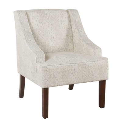 Fabric Upholste Wooden Accent Chair with Swooping Arms Brown - Benzara