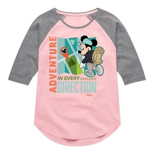 Girls' - Disney - Mickey Mouse Shirt Tail Raglan Graphic T-shirt - 1 of 3