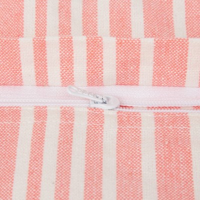 Coral Chambray Striped Recycled Cotton Euro Throw Pillow Covers, Set of 2