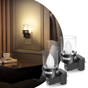 DORESshop Candle Night Light Plug in [2 Pack] with Dusk to Dawn Sensor, 3000K Warm White LED for Kids, Hallway, Bathroom, Bedroom - 1 of 4