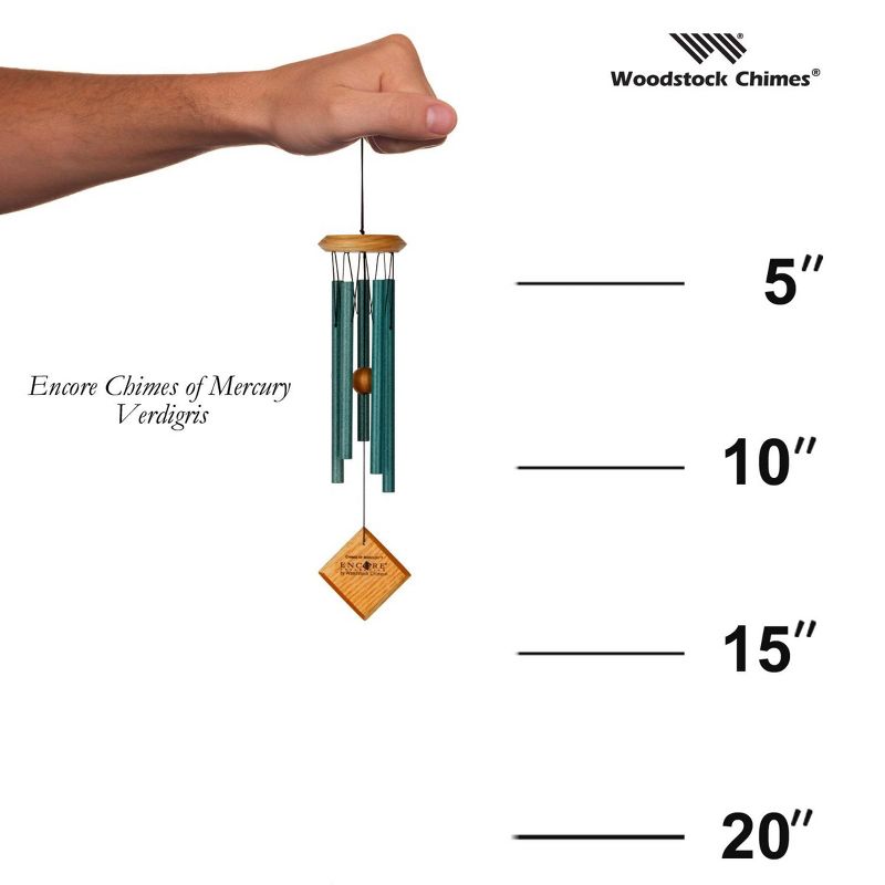 Woodstock Windchimes Chimes of Mercury Silver, Wind Chimes For Outside, Wind Chimes For Garden, Patio, and Outdoor Décor, 14"L, 4 of 8