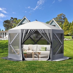 Garvee 12x12ft Pop-Up Gazebo Screen Tent,6-Sided Canopy Sun Shelter with Portable Carry Bag, Oxford Cloth for Patio, Lawn, and Backyard - 1 of 4
