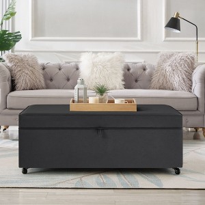 NicBex 45 Inch Storage Ottoman Bench, Modern Linen Bench with Wheels, Sofa Bench for Living Room, Bedroom, Entryway - 1 of 4