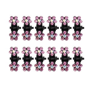 Unique Bargains Girl's Metal Rhinestone Mini Floral Hair Claw Clip 12 Pcs - 1 of 4