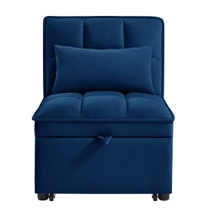 Ridstar 4-in-1 Multifunctional Convertible Single Sofa Bed with Storage Bag and Pillows For Living Room & Bedroom-Blue - 1 of 4