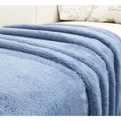 Catalonia Blue Reversible Sherpa Fleece Throw Blanket 50x60 Inches