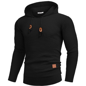 COOFANDY Mens Hooded Sweatshirt Casual Long Sleeve Drawstring Waffle Knit Hoodies Slim Fit Hoodies Pullover - 1 of 4