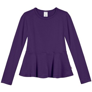 City Threads USA-Made Girls Soft Cotton Long Sleeve Peplum Tee - 1 of 4