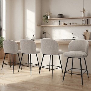 NEWLAYOUT Swivel Counter Height Bar Stools Set of 4, Modern Upholstered Barstool for Kitchen - 1 of 4