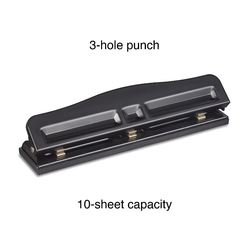 MyOfficeInnovations Adjustable Punch 10 Sheet Capacity Black (24539-CC/10574) 799809, 2 of 7