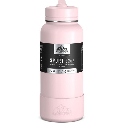 Hydrapeak Sport Stainless Steel Insulated Water Bottle With Spill Proof Straw Lid And Matching Rubber Sport Boot