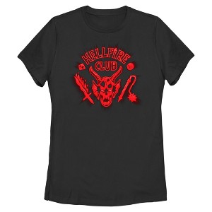 Womens Stranger Things Hellfire Club Glowing Logo T Shirt - 1 of 4