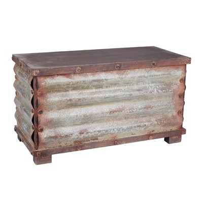 Household Essentials Decorative Trunk, Rustic, Large, Driftwood and Silver