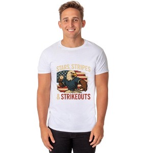 Men's 4th of July Stars Stripes and Strikeouts Patriotic Funny T-Shirt - 1 of 4