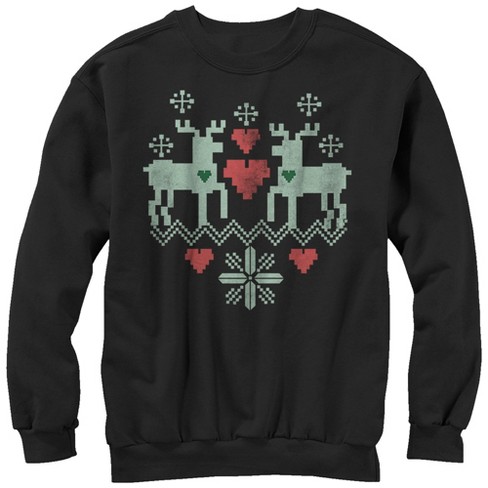Men's Lost Gods Ugly Christmas Reindeer Love Sweatshirt - Black - Small ...