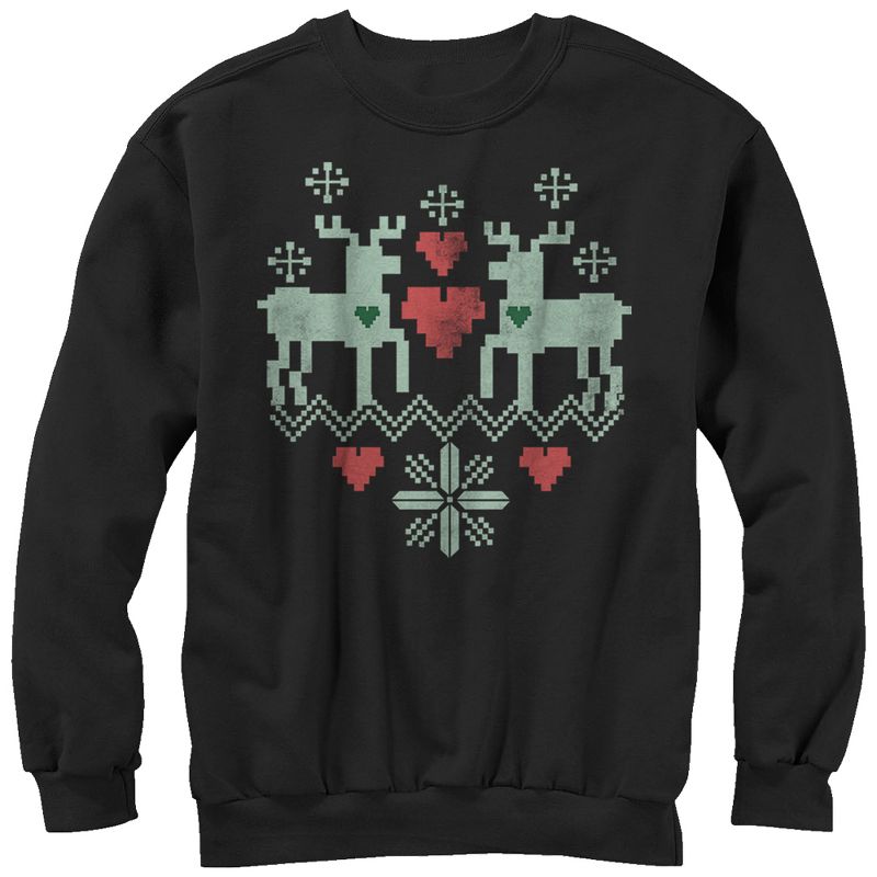 Men's Lost Gods Ugly Christmas Reindeer Love Sweatshirt, 1 of 4