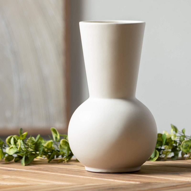 Sullivans 12" Modern Matte White Gourd Vase, Ceramic, 3 of 4