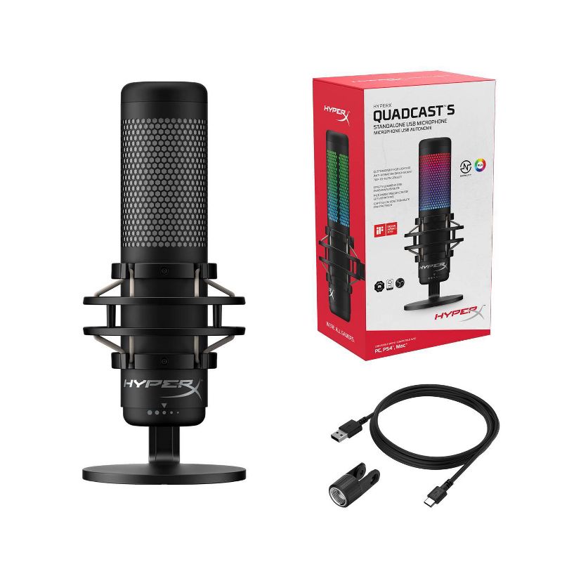 HyperX QuadCast S RGB USB Condenser Microphone for PC/PlayStation 4, 3 of 12