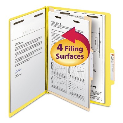 Smead Top Tab Classification Folder One Divider Four-Section Letter Yellow 10/Box 13704