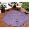 Purple Eggplant And Lavender Oriental Washable Indoor Outdoor Area Rug - 2 of 4