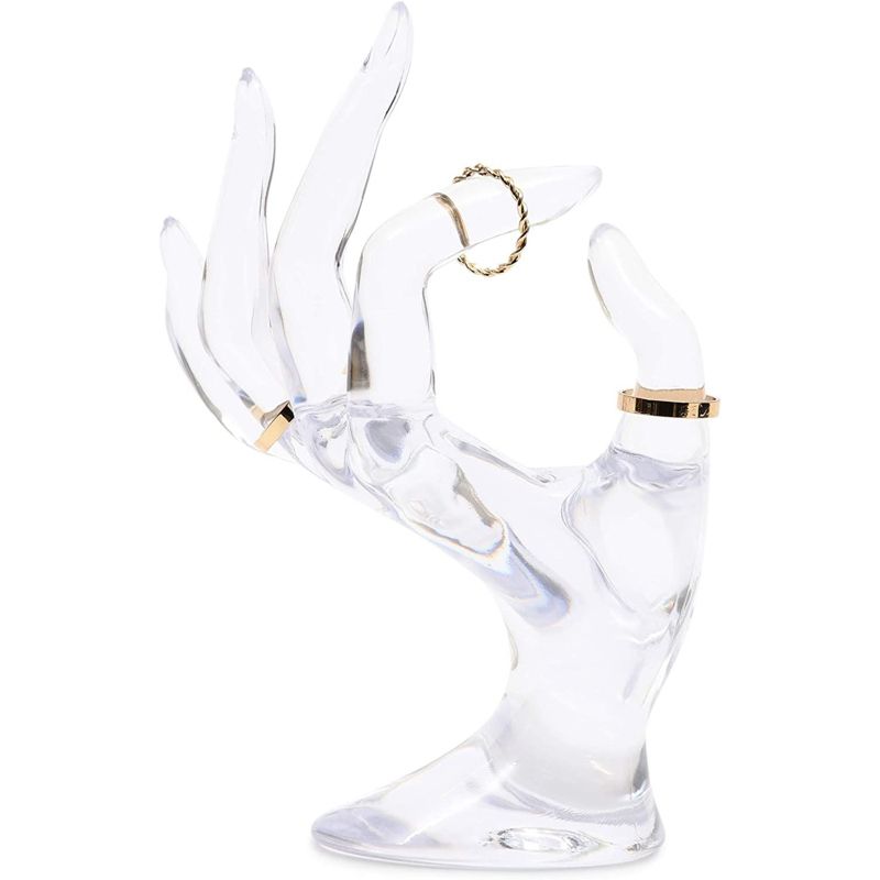 Clear Transparent Hand Shaped Ring Holder Stand Organizer for Jewelry Bracelet Bangle Display Showcase 6.3" Tall, 2 of 6