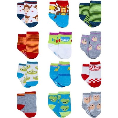 Image of Disney Baby Boys’ Socks - 12 Pack Toy Story Woody & Buzz Socks, (Infant Age 0-6M)