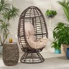 Okak Outdoor Egg Chair with Swivel Base, Patio Accent Chair with Padding Seat and Back, Outdoor Chair for Backyard, Garden, Porch - 2 of 4