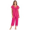 Collections Etc Lace Trim Silky Capri Pj Set - 3 of 4