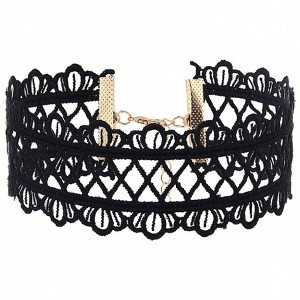 Vintage Black Elastic Stretch Choker Necklace for Women - 1 of 4