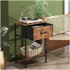 Nightstand Set of 2 with Fabric Storage Drawer and Open Wood Shelf, End Table with Steel Frame - 2 of 4