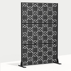 Dovelina Metal Outdoor Privacy Screen Freestanding Patio Decorative Screens - 72"x47", Black, Eugene - 1 of 4