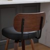INFURNIC Counter and Bar Stools Swivel Faux Leather Barstools with Curved Back and Wood Legs for Kitchen, Black, 22.04"*16.93"*35.43" - 2 of 4