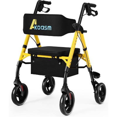 Lycvki Lightweight Foldable Rollator Walkers with Adjustable Handles and Seat Height for Seniors All-Terrain 8" Big Roller Wheels