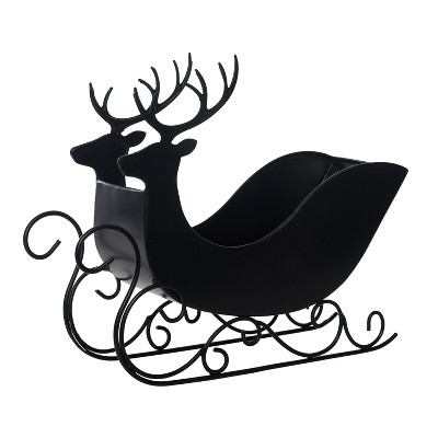 Transpac Metal 12.2 in. Black Christmas Matte Reindeer Container