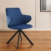 HomeRoots Blue And Black Upholstered Velvet Dining Arm Chair - 2 of 4