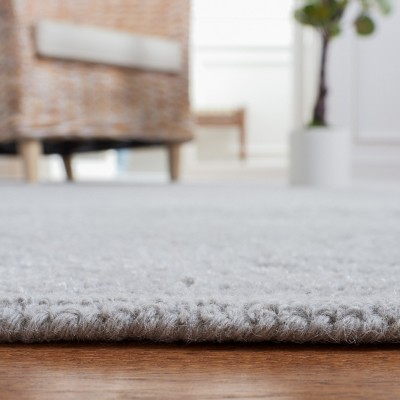 Gray Handmade Tufted Wool and Silk Square Rug